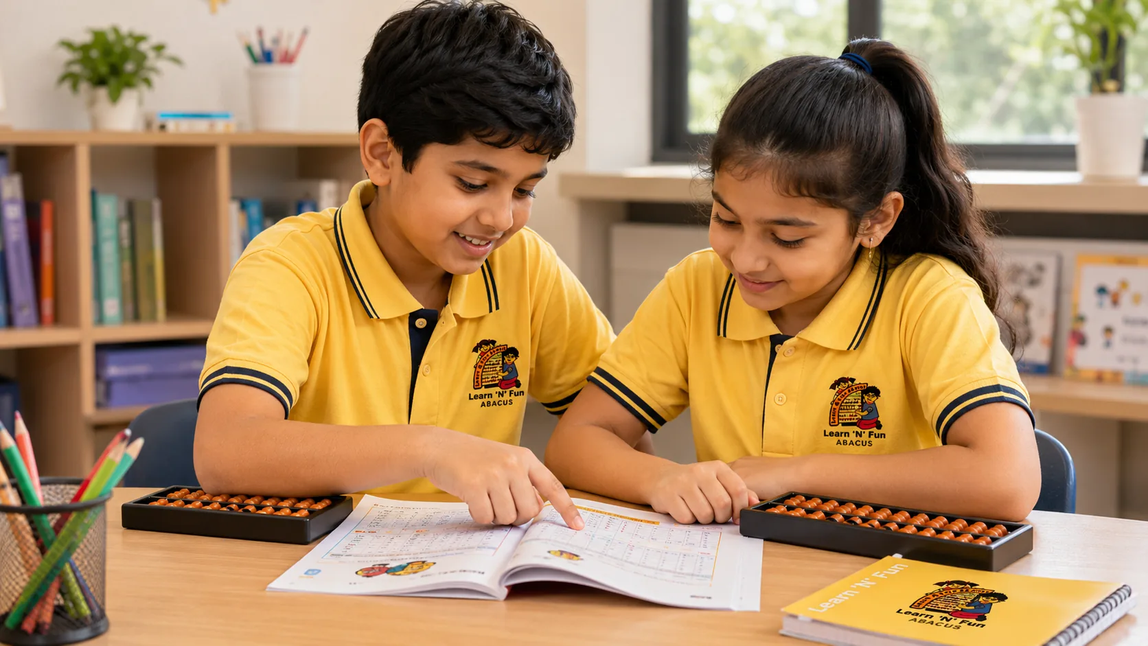 Students practising abacus together