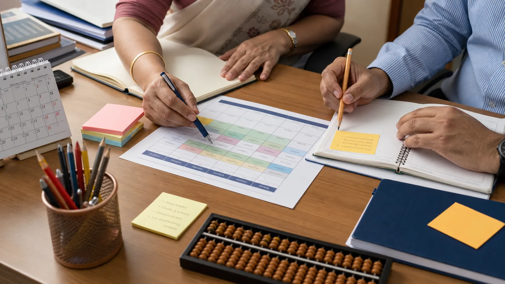 School rollout planner with timetable and abacus